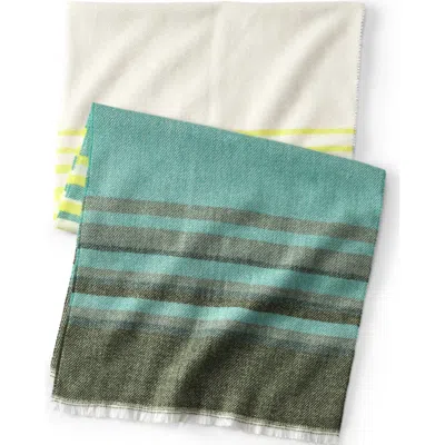 Lands' End Cashtouch Winter Scarf Pattern In Spruce Ombre Stripe