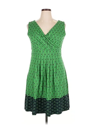 Pre-owned Lands' End Casual Dress In Green