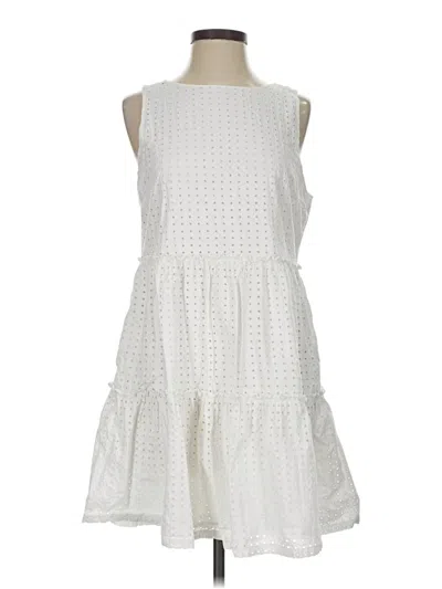 Pre-owned Lands' End Casual Dress In White