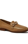Lands' End Chain Leather Loafers In Honey Beige Leather