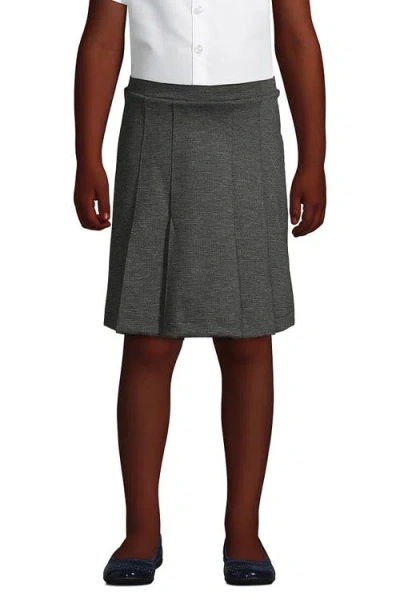 Lands' End Kids'  School Uniform Girls Ponte Pleat Skirt In Charcoal Heather