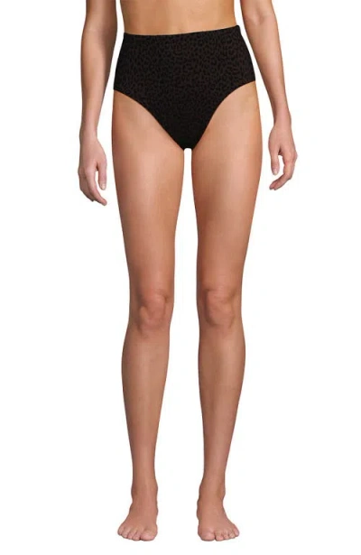 Lands' End Cheeky High Waisted Bikini Bottoms In Black
