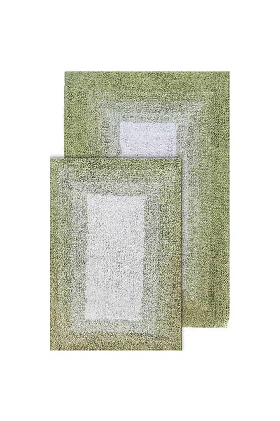 Lands' End Chesapeake Whitney Ombre 2 Piece Reversible Cotton Bath Rug Set In Green