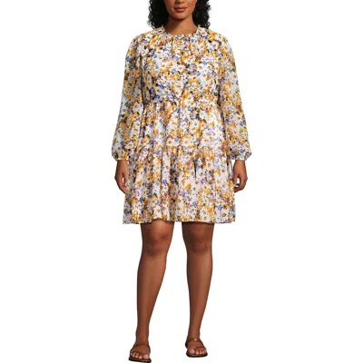 Lands' End Chiffon Above The Knee Adjustable Dress In Multi