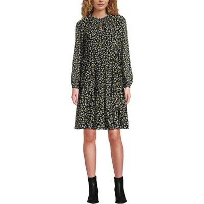 Lands' End Chiffon Above The Knee Adjustable Dress In Black