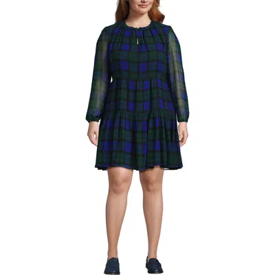 Lands' End Chiffon Above The Knee Adjustable Dress In Green