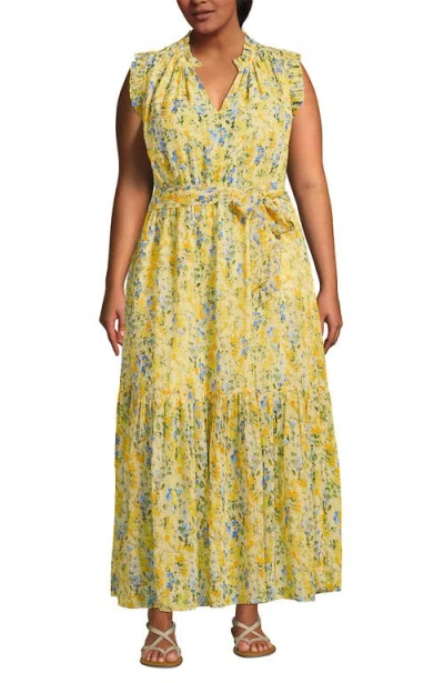 Lands' End Chiffon Maxi Dress With Ruffle Detail In Multi
