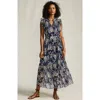 Lands' End Chiffon Maxi Dress With Ruffle Detail In Blue