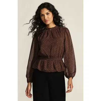 Lands' End Chiffon Peplum Top In Brown