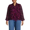 Lands' End Chiffon Removable Tie Neck Blouse In Purple