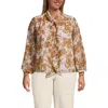 Lands' End Chiffon Removable Tie Neck Blouse In Brown