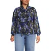 Lands' End Chiffon Removable Tie Neck Blouse In Blue
