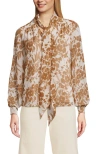 Lands' End Chiffon Removable Tie Neck Blouse In Multi