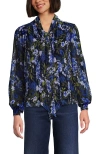 Lands' End Chiffon Removable Tie Neck Blouse In Multi