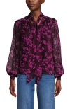Lands' End Chiffon Removable Tie Neck Blouse In Pink