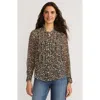 Lands' End Chiffon Ruffle Front Long Sleeve Top In Multi