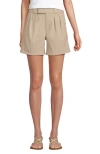 Lands' End Chino High Rise Pleated 7" Shorts In Neutral
