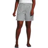Lands' End Chino High Rise Pleated 7" Shorts In Ivory/deep Sea Awning Stripe