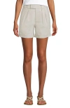Lands' End Chino High Rise Pleated 7" Shorts In Gray