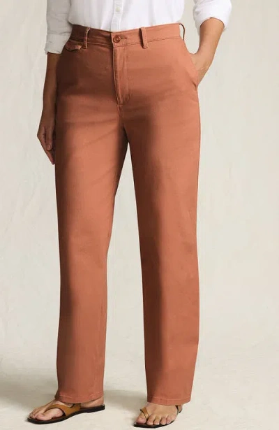 Lands' End Chino High Rise Rail Straight Leg Pants In Brown
