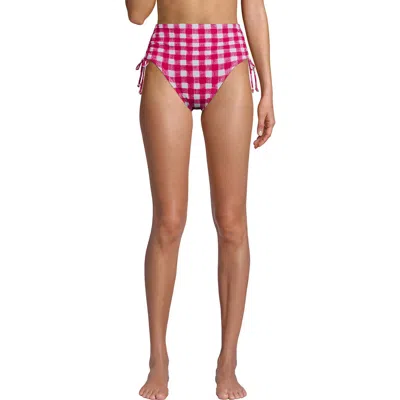 Lands' End Chlorine Resistant Adjustable High Waisted Bikini Swim Bottoms In Pink