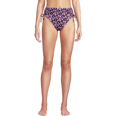 Lands' End Chlorine Resistant Adjustable High Waisted Bikini Swim Bottoms In Purple