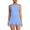 Lands' End Chlorine Resistant High Neck Racerback Midkini Swimsuit Top In Blue