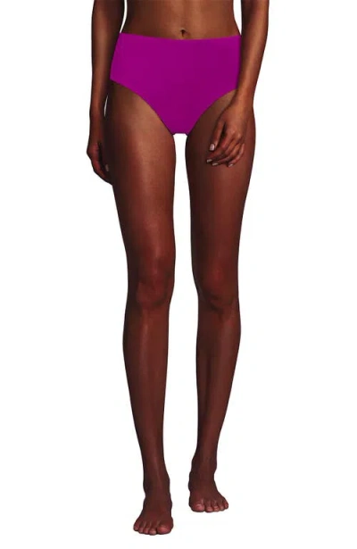 Lands' End Chlorine Resistant Mid Rise Classic Bikini Bottoms In Crimson Rose