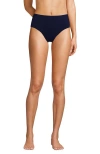 Lands' End Chlorine Resistant Mid Rise Classic Bikini Bottoms In Deep Sea Navy