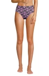 Lands' End Chlorine Resistant Mid Rise Classic Bikini Bottoms In Olive Green Pansy Floral