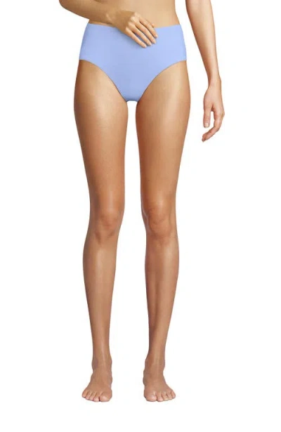 Lands' End Chlorine Resistant Mid Rise Classic Bikini Bottoms In Soft Cloud Blue