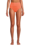 Lands' End Chlorine Resistant Pinchless High Waisted Bikini Bottoms In Orange