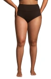 Lands' End Chlorine Resistant Pinchless High Waisted Bikini Bottoms In Brown