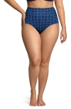 Lands' End Chlorine Resistant Pinchless High Waisted Bikini Bottoms In Blue