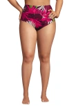 Lands' End Chlorine Resistant Pinchless High Waisted Bikini Bottoms In Multi