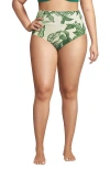 Lands' End Chlorine Resistant Pinchless High Waisted Bikini Bottoms In Green