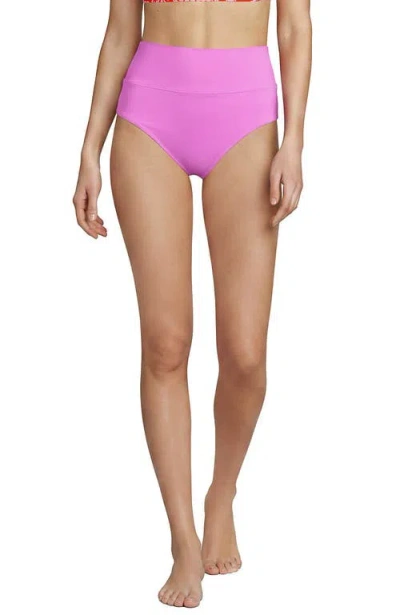 Lands' End Chlorine Resistant Pinchless High Waisted Bikini Bottoms In Purple