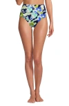 Lands' End Chlorine Resistant Pinchless High Waisted Bikini Bottoms In Blue