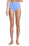 Lands' End Chlorine Resistant Pinchless High Waisted Bikini Bottoms In Blue