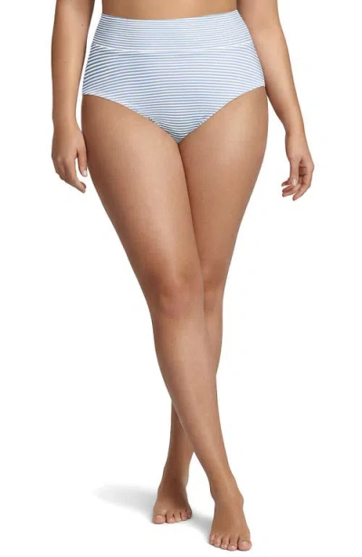 Lands' End Chlorine Resistant Pinchless High Waisted Bikini Bottoms In Blue