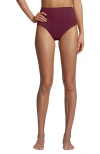 Lands' End Chlorine Resistant Pinchless High Waisted Bikini Bottoms In Burgundy