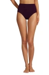 Lands' End Chlorine Resistant Pinchless High Waisted Bikini Bottoms In Dark Wine