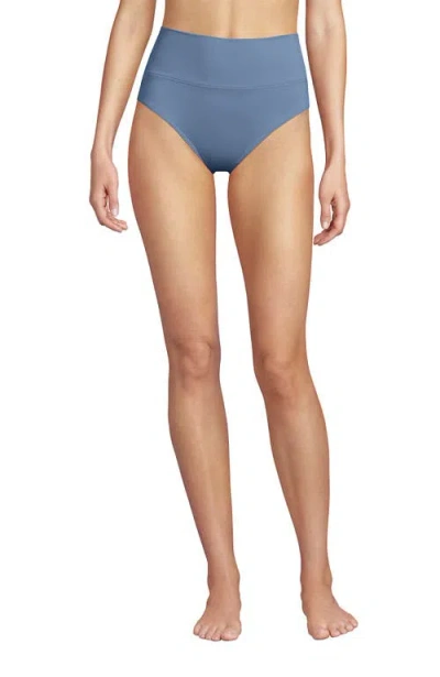 Lands' End Chlorine Resistant Pinchless High Waisted Bikini Bottoms In Dusk Sky