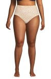Lands' End Plus Size Pinchless High Waisted Bikini Bottoms In Egret/yellow Multi Floral