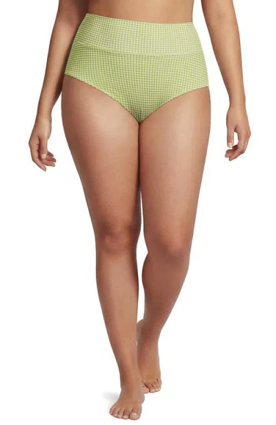 Lands' End Chlorine Resistant Pinchless High Waisted Bikini Bottoms In Green