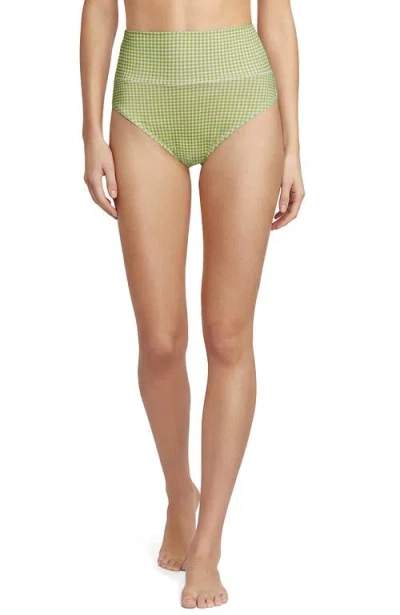 Lands' End Chlorine Resistant Pinchless High Waisted Bikini Bottoms In Green