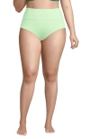Lands' End Plus Size Pinchless High Waisted Bikini Bottoms In Icy Mint Green