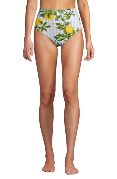 Lands' End Chlorine Resistant Pinchless High Waisted Bikini Bottoms In Multi