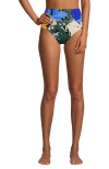 Lands' End Chlorine Resistant Pinchless High Waisted Bikini Bottoms In Navy Multi Floral Blooms