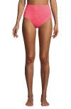 Lands' End Chlorine Resistant Pinchless High Waisted Bikini Bottoms In Pink